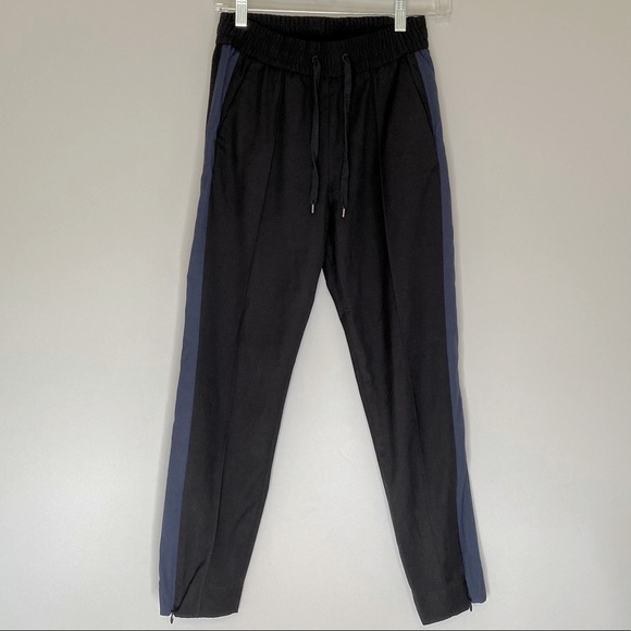 & Other Stories Black & Blue Side Stripe Zipper Cuff Drawstring Pants, 2 - Picture 1 of 10